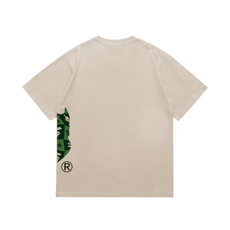 Bathing Shark and ape head print T Shirts NextBlock