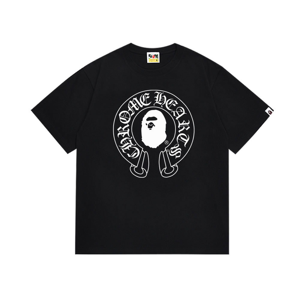 Bathing Shark and ape head print T-Shirt NextBlock