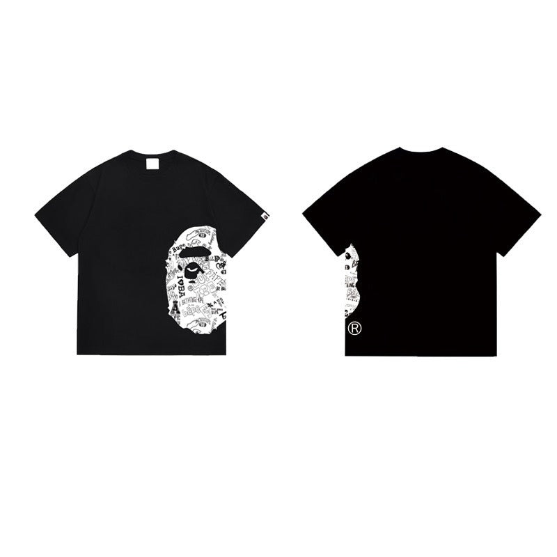 Bathing Shark and ape head print T Shirts NextBlock