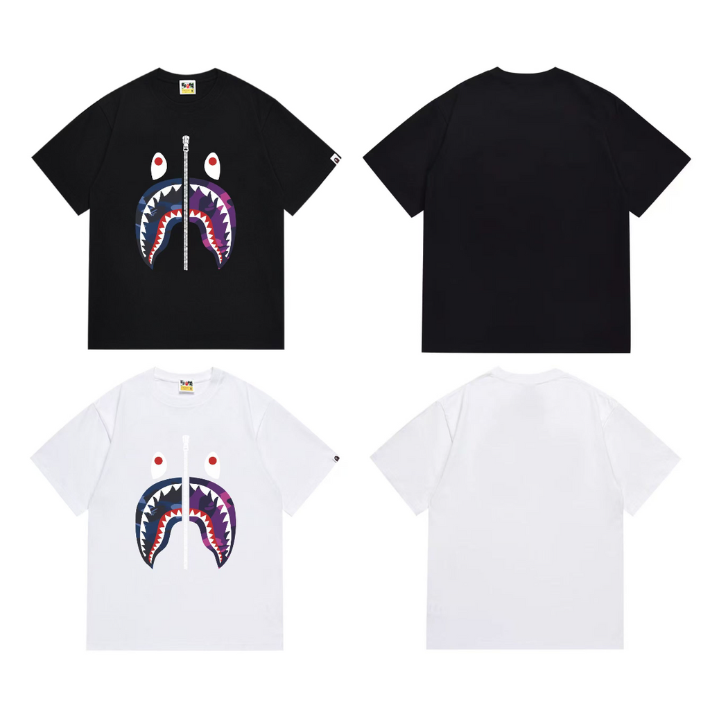 Bathing Shark and ape head print T-Shirt NextBlock
