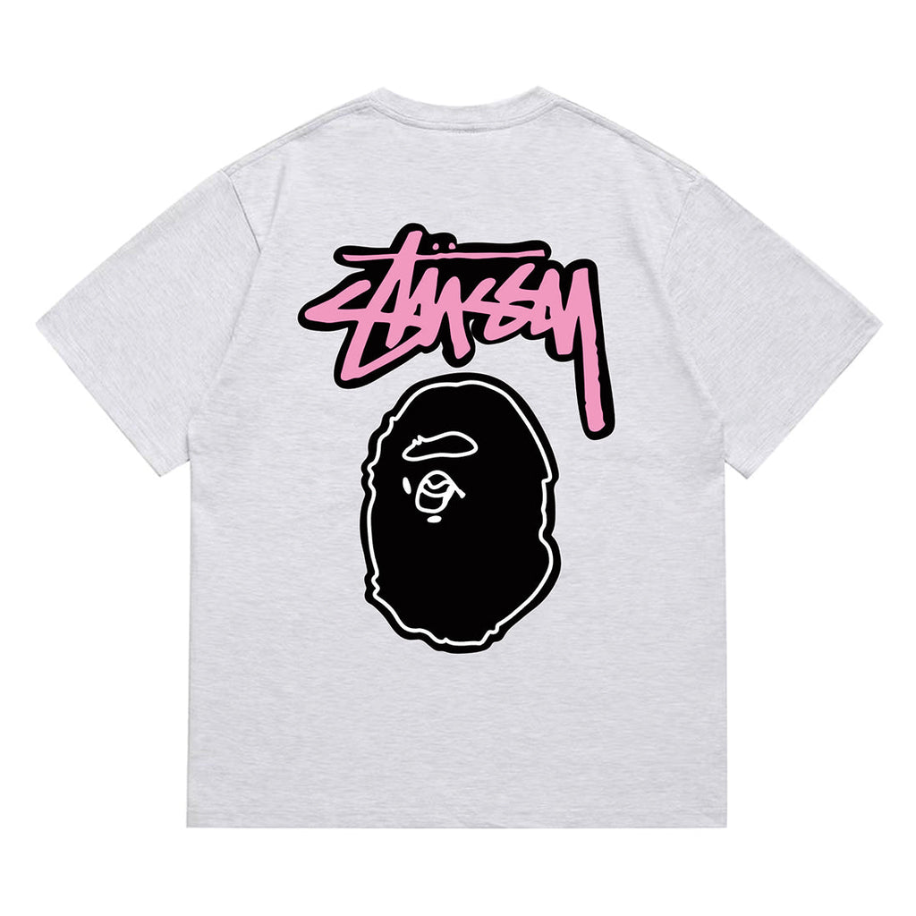 Bathing Shark and ape head print T-Shirt NextBlock