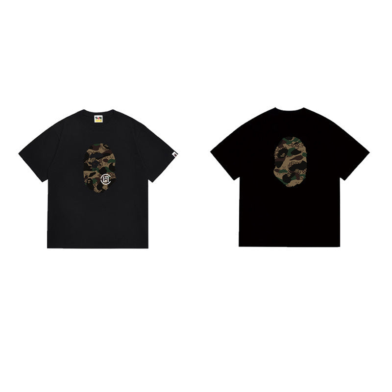 Bathing Shark and ape head print T Shirts NextBlock