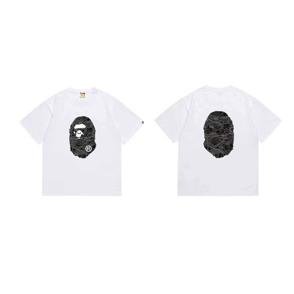 Bathing Shark and ape head print T-Shirt NextBlock