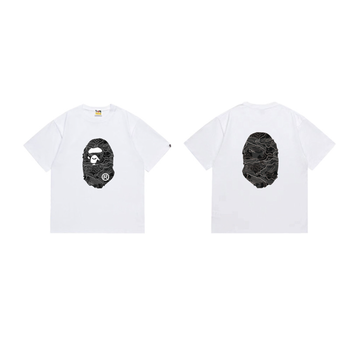 Bathing Shark and ape head print T-Shirt NextBlock