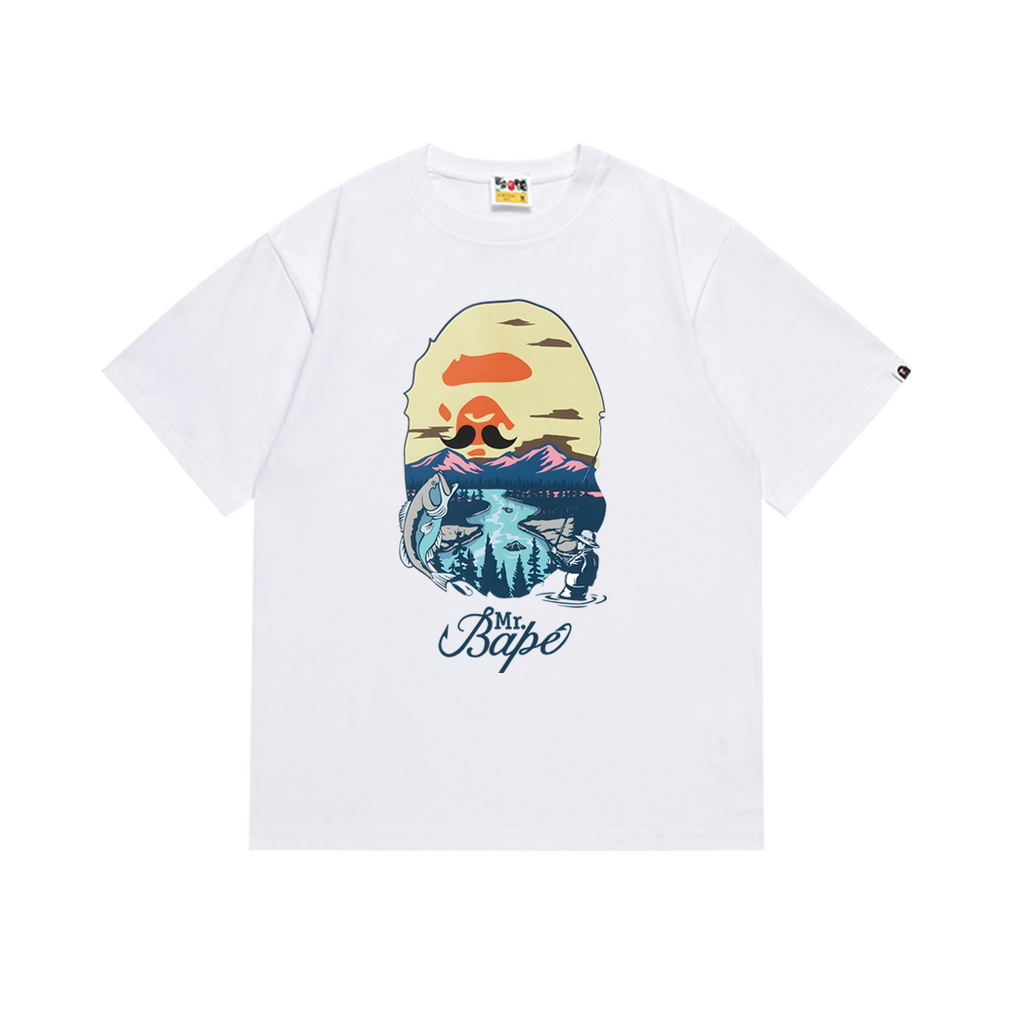 Bathing Shark and ape head print T-Shirt NextBlock