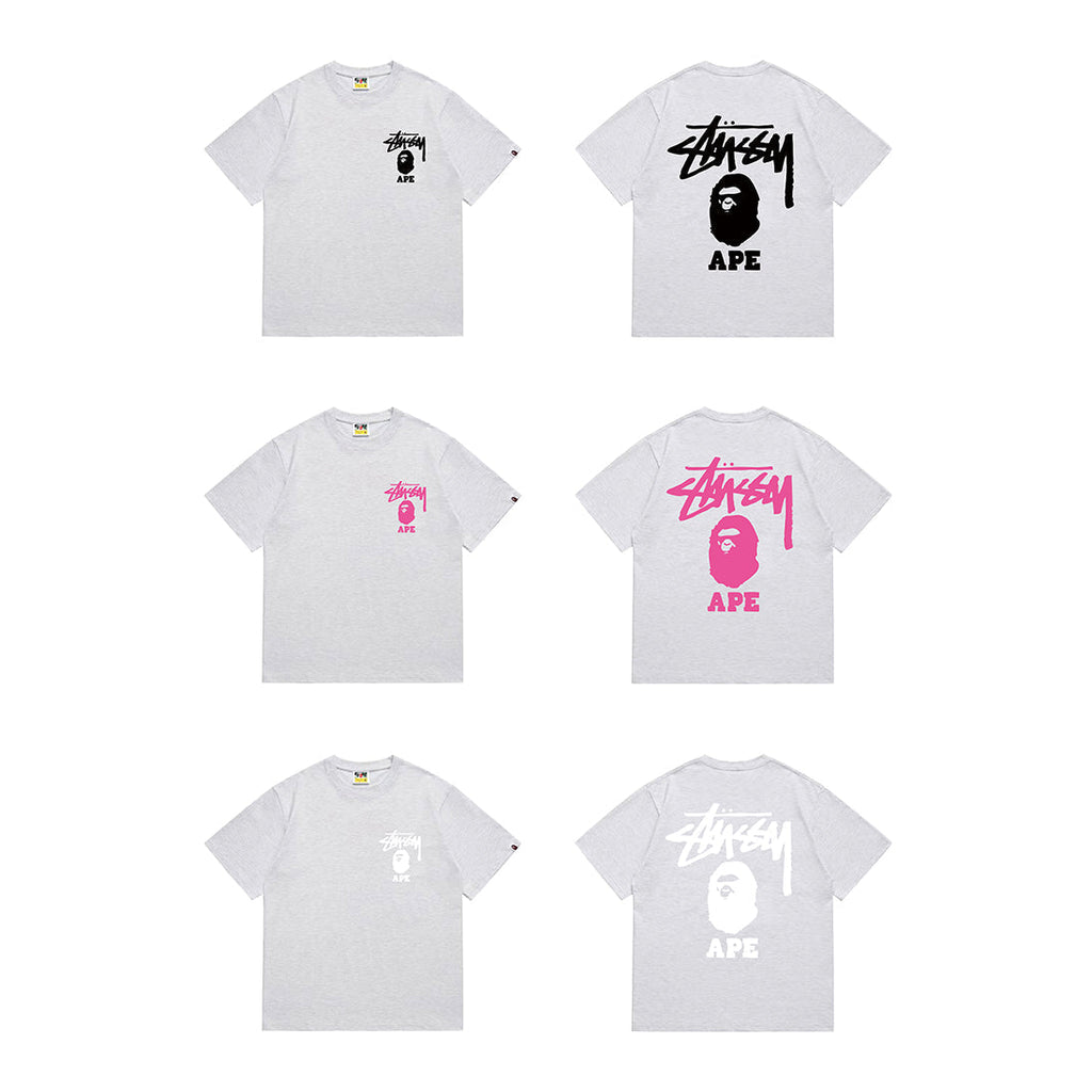 Bathing Shark and ape head print T-Shirt NextBlock