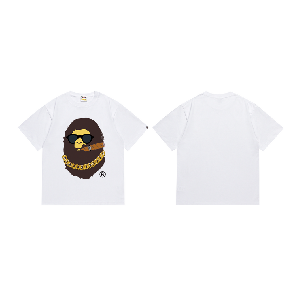 Bathing Shark and ape head print T-Shirt NextBlock
