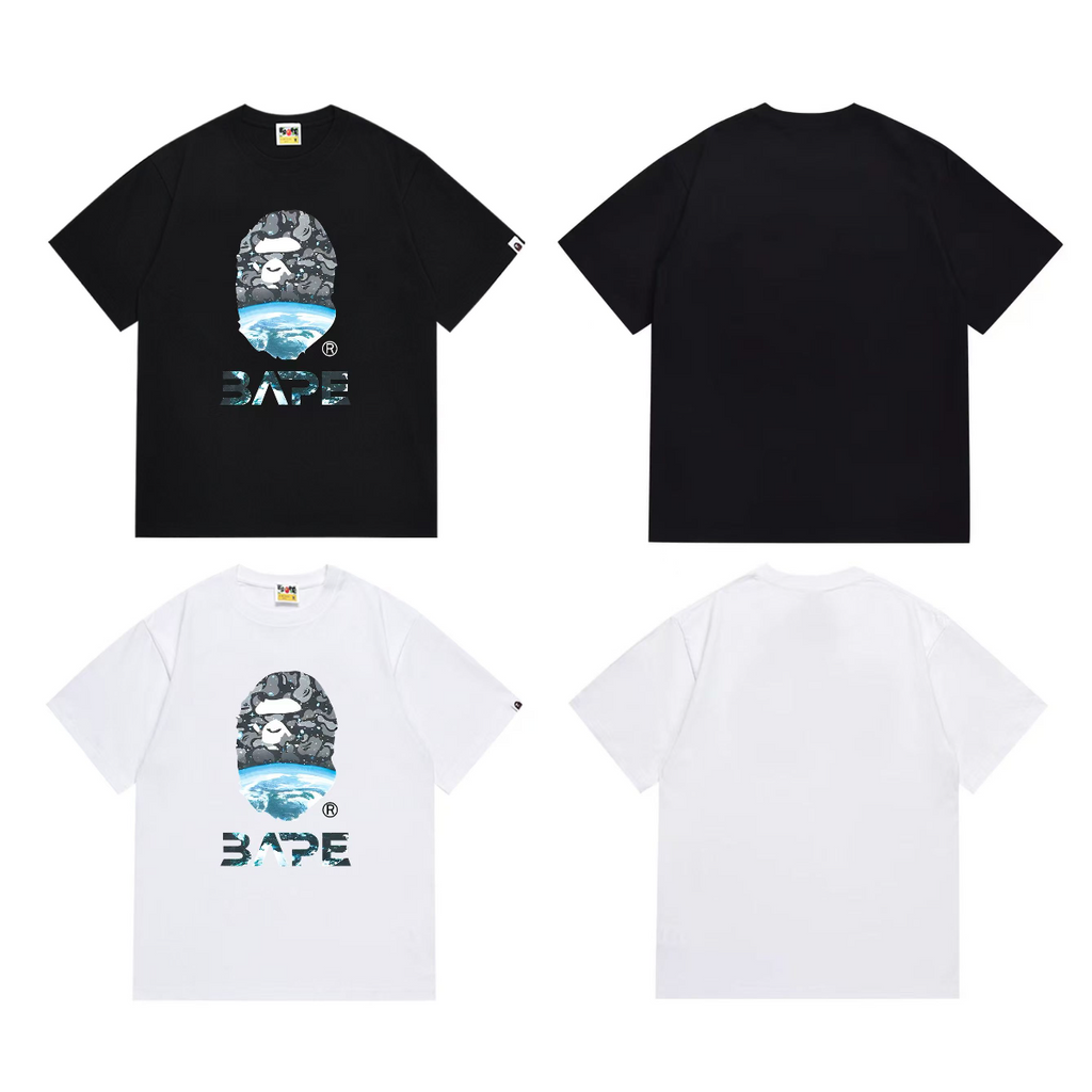 Bathing Shark and ape head print T-Shirt NextBlock