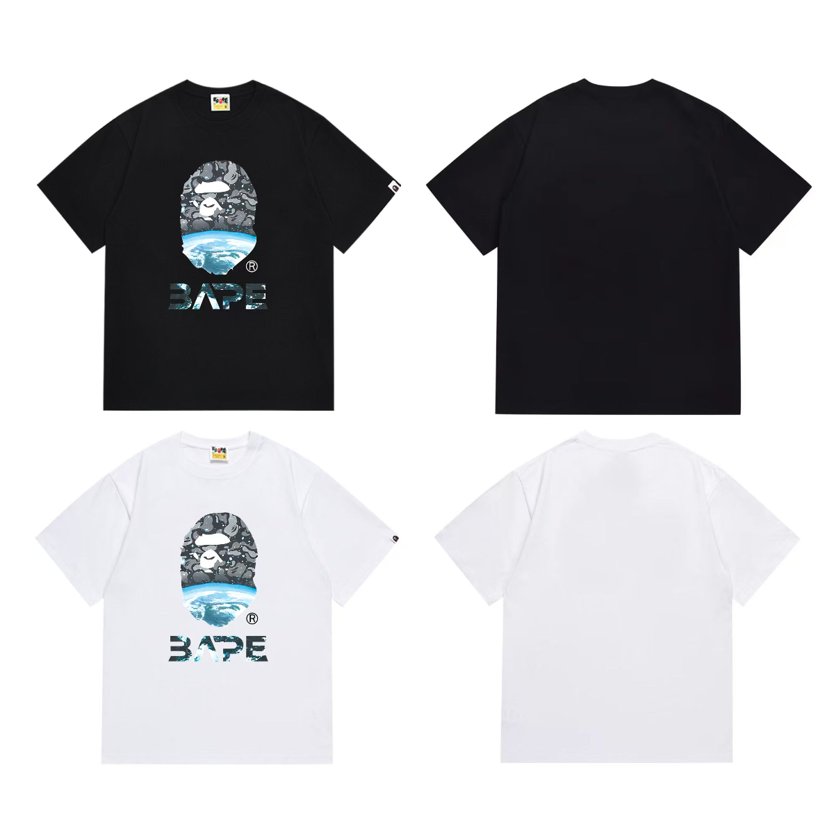 Bathing Shark and ape head print T-Shirt NextBlock
