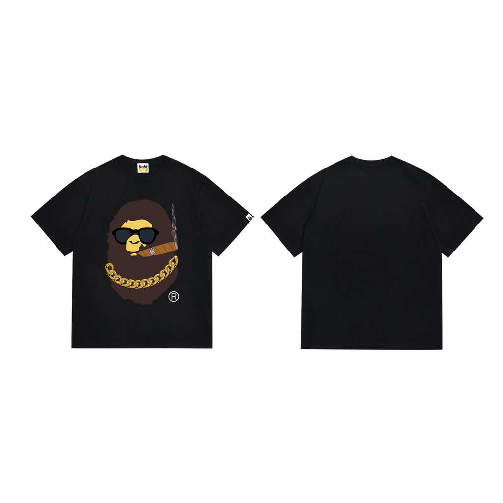 Bathing Shark and ape head print T-Shirt NextBlock