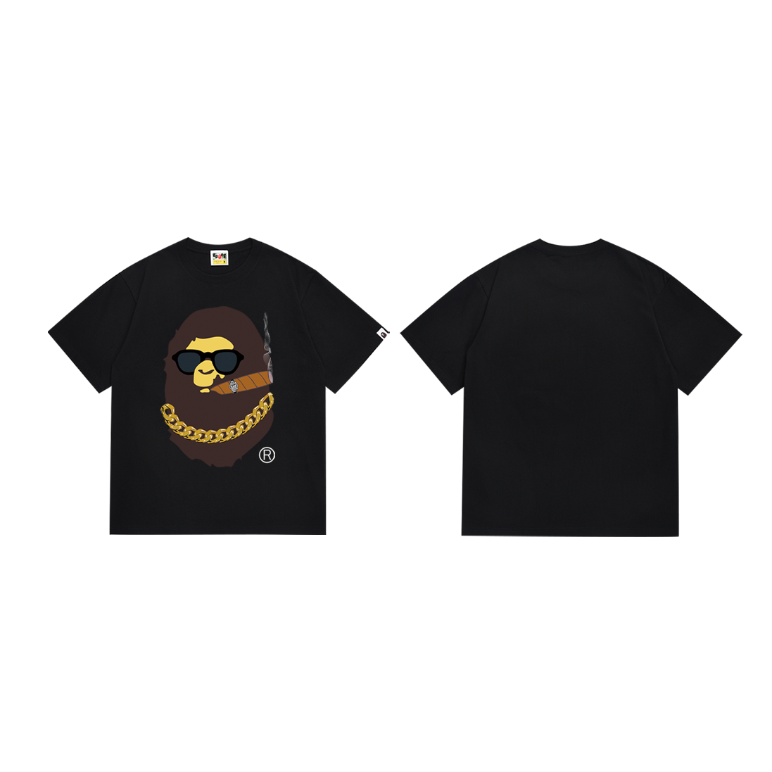 Bathing Shark and ape head print T-Shirt NextBlock