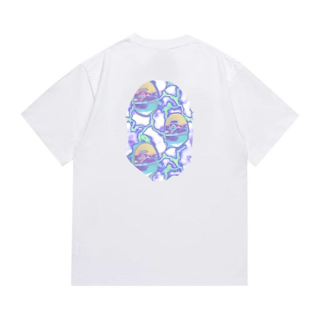 Bathing Shark and ape head print T-Shirt NextBlock
