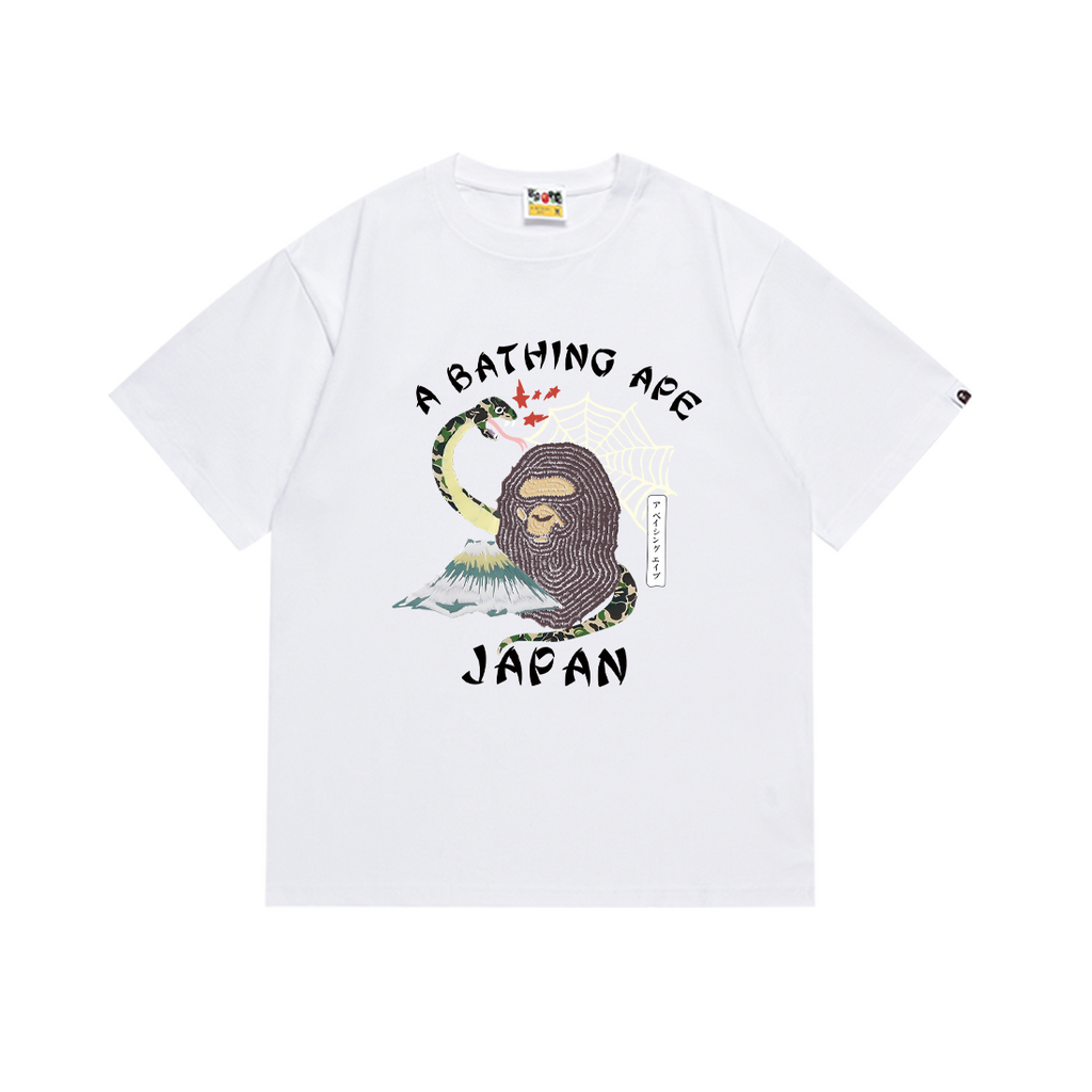 Bathing Shark and ape head print T-Shirt NextBlock