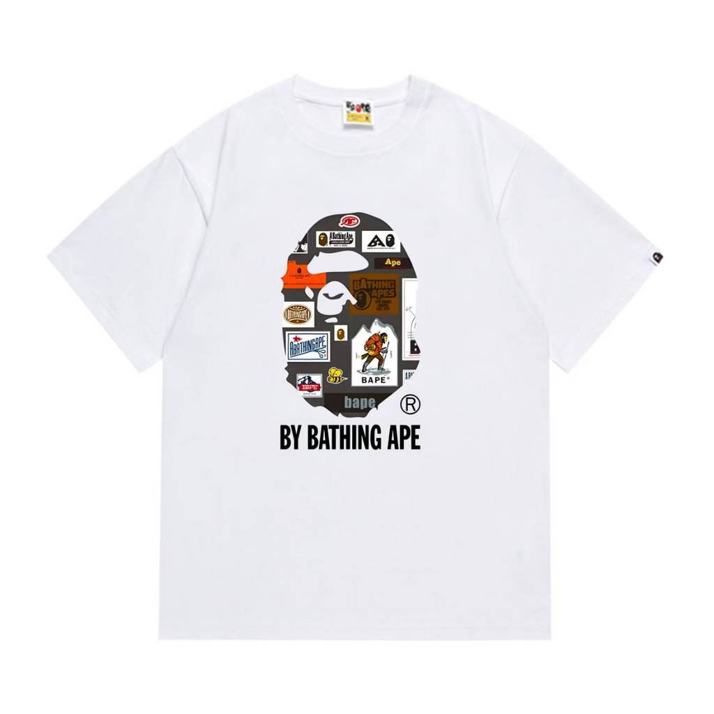 Bathing Shark and ape head print T-Shirt NextBlock