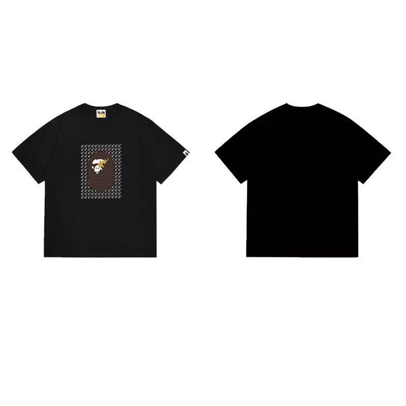 Bathing Shark and ape head print T Shirts NextBlock