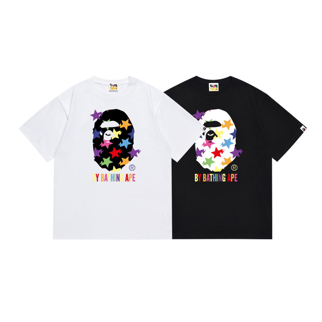 Bathing Shark and ape head print T-Shirt NextBlock