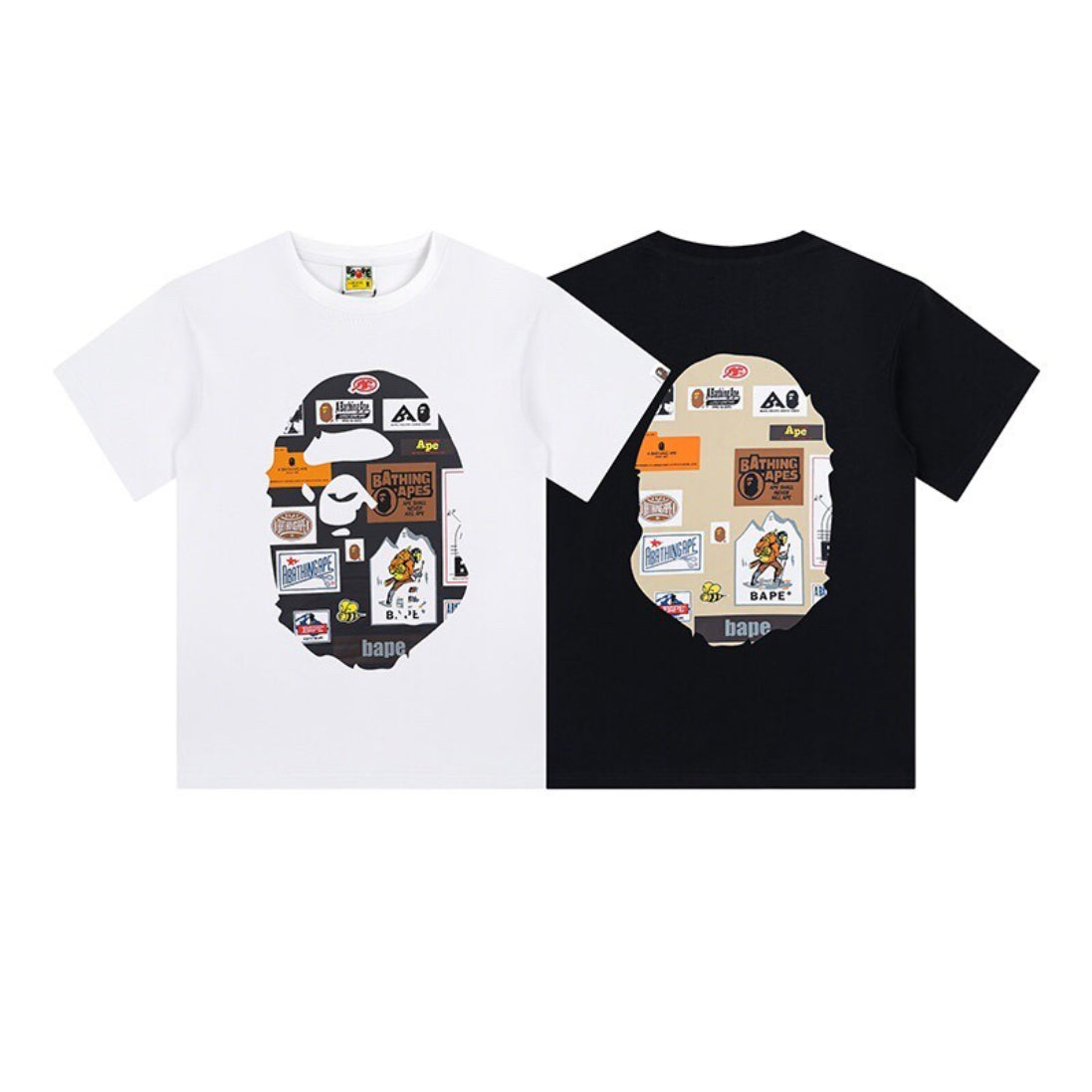 Bathing Shark and ape head print T-Shirt NextBlock