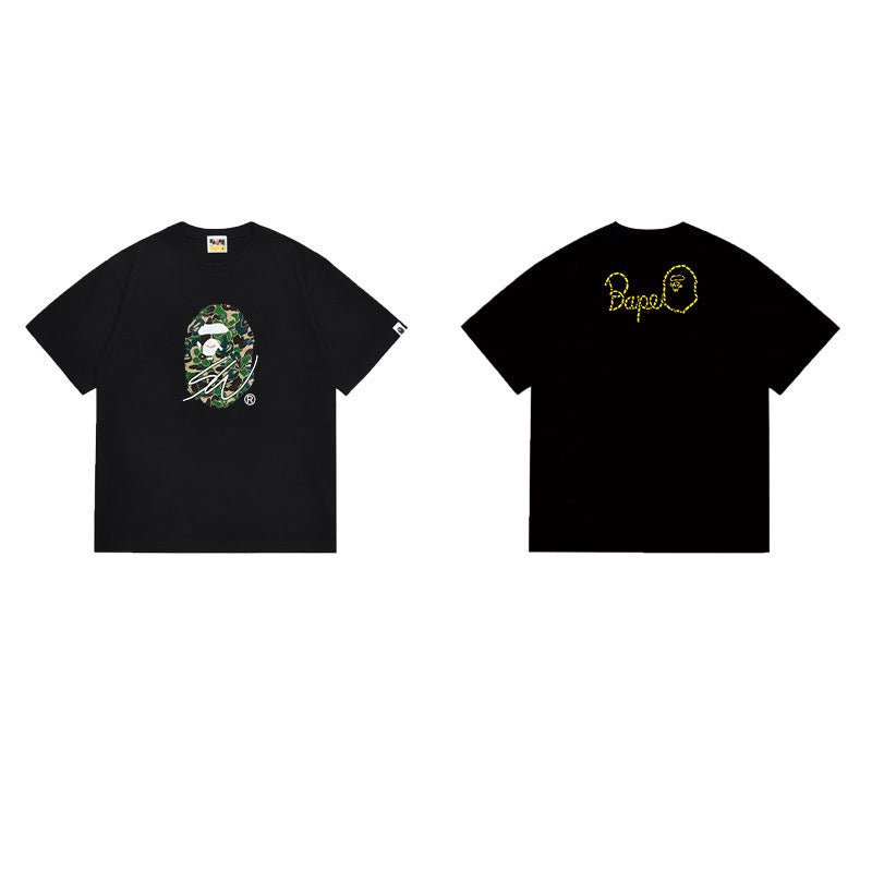 Bathing Shark and ape head print T Shirts NextBlock