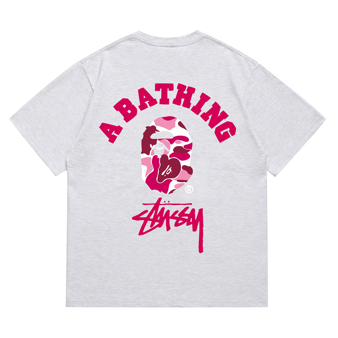 Bathing Shark and ape head print T-Shirt NextBlock