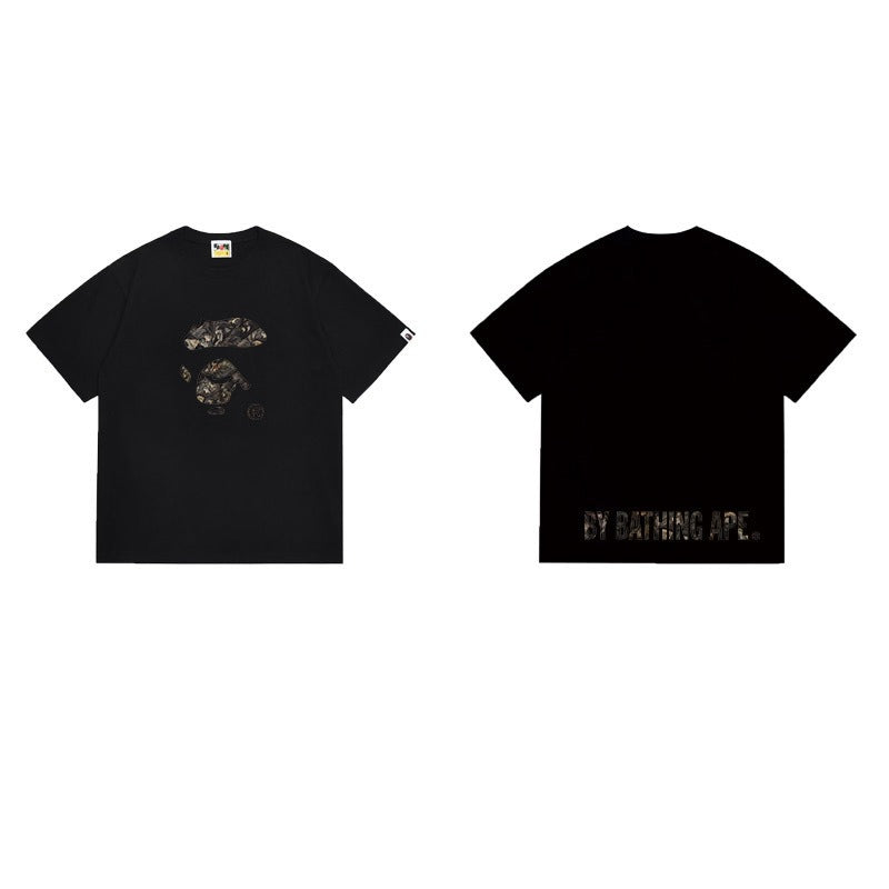 Bathing Shark and ape head print T Shirts NextBlock