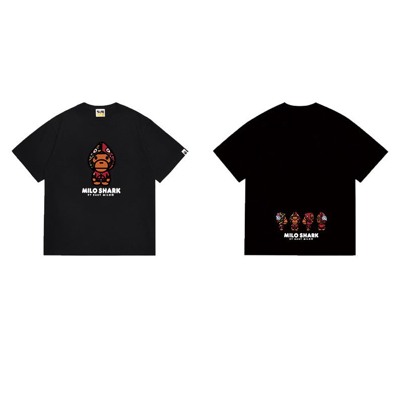 Bathing Shark and ape head print T Shirts NextBlock