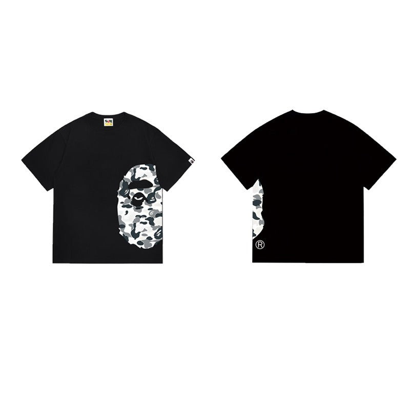 Bathing Shark and ape head print T Shirts NextBlock