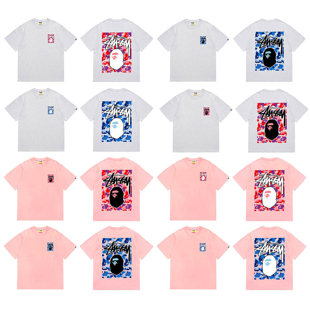 Bathing Shark and ape head print T-Shirt NextBlock