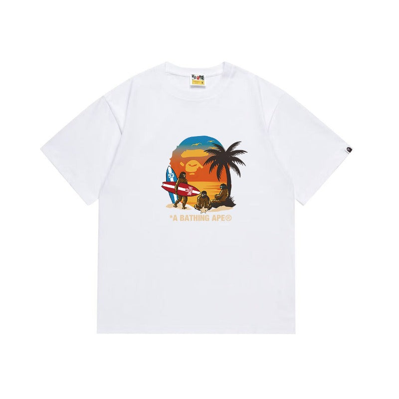 Bathing Shark and ape head print T Shirts NextBlock