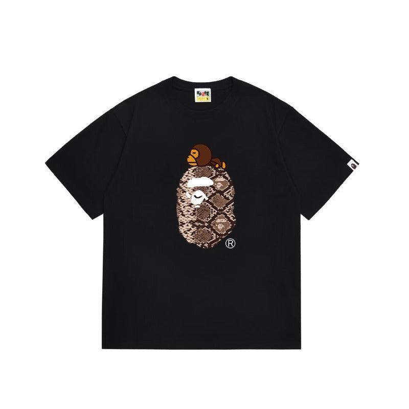 Bathing Shark and ape head print T Shirts NextBlock