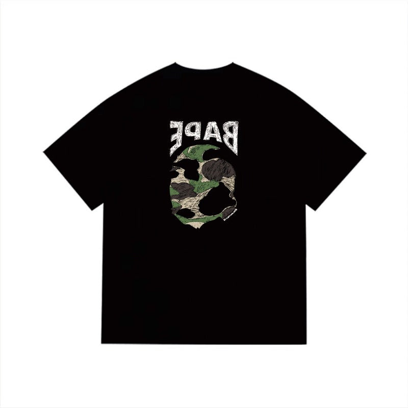 Bathing Shark and ape head print T Shirts NextBlock