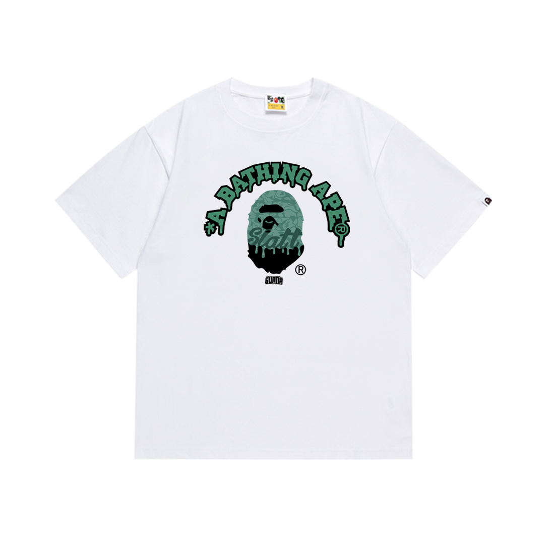 Bathing Shark and ape head print T-Shirt NextBlock