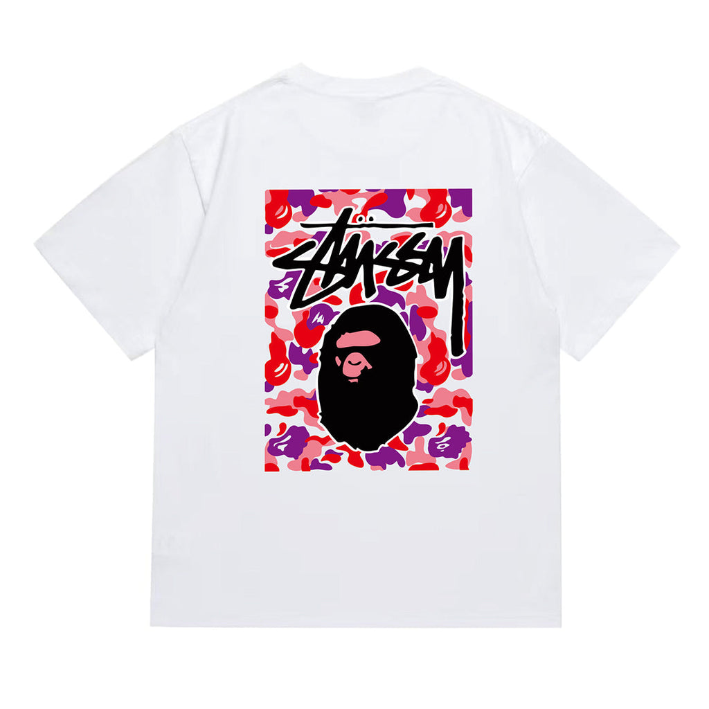 Bathing Shark and ape head print T-Shirt NextBlock