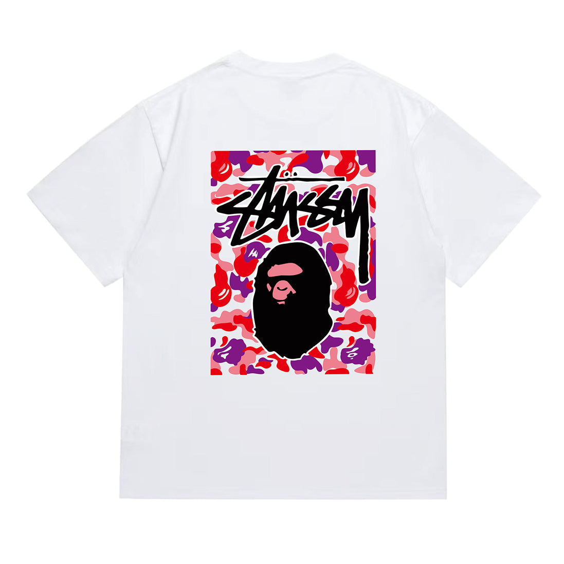 Bathing Shark and ape head print T-Shirt NextBlock
