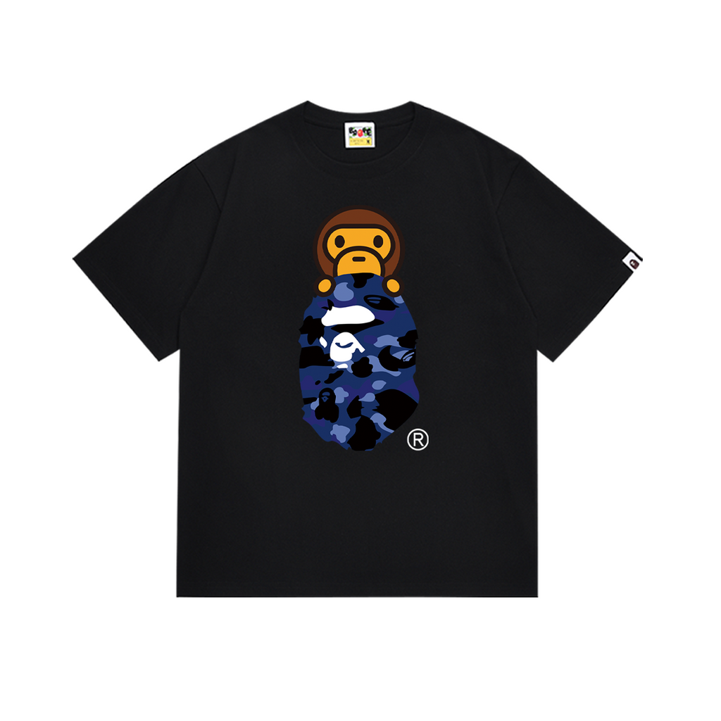 Bathing Shark and ape head print T-Shirt NextBlock