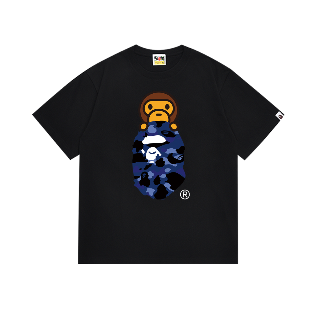 Bathing Shark and ape head print T-Shirt NextBlock