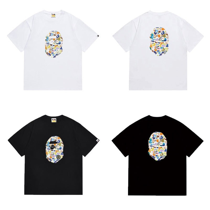 Bathing Shark and ape head print T Shirts NextBlock