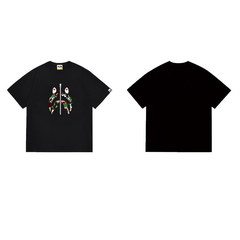 Bathing Shark and ape head print T Shirts NextBlock
