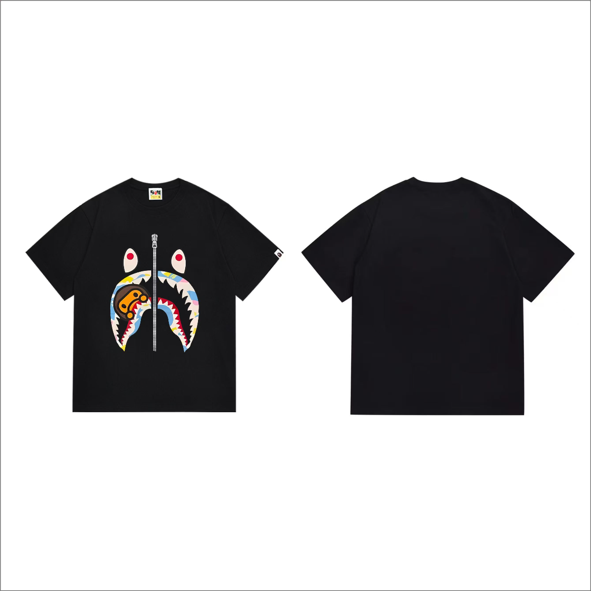 Bathing Shark and ape head print T-Shirt NextBlock