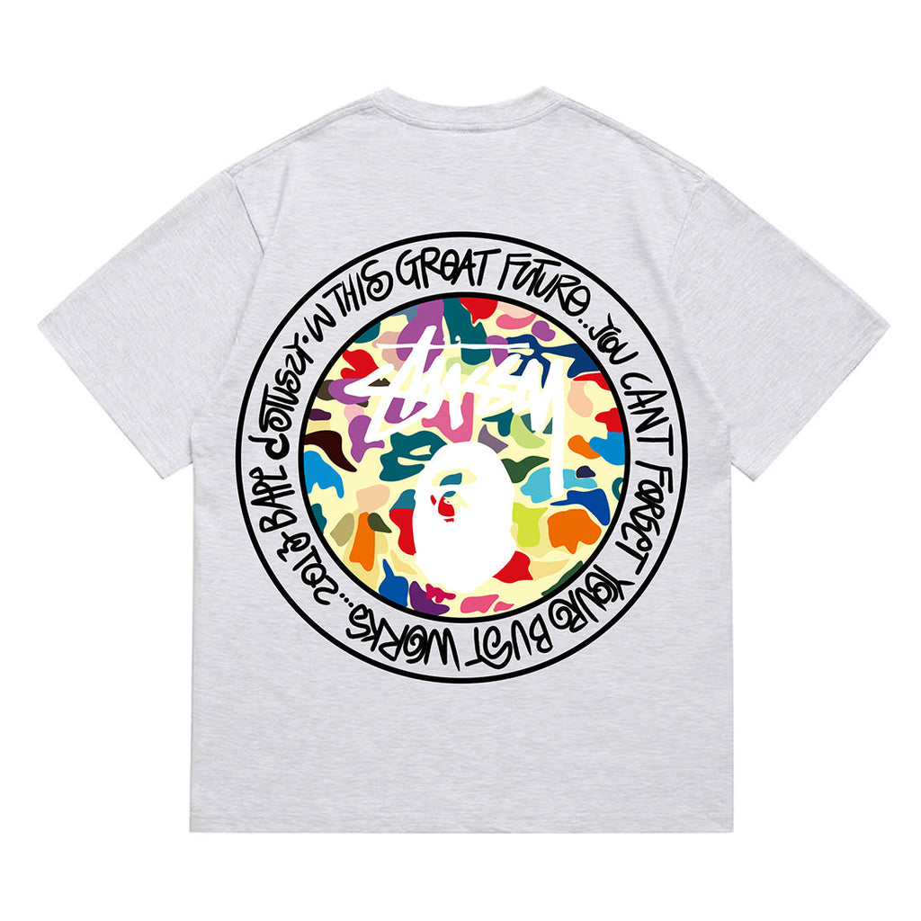 Bathing Shark and ape head print T-Shirt NextBlock