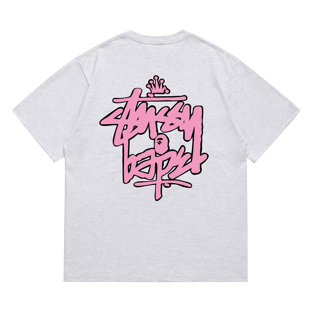 Bathing Shark and ape head print T-Shirt NextBlock