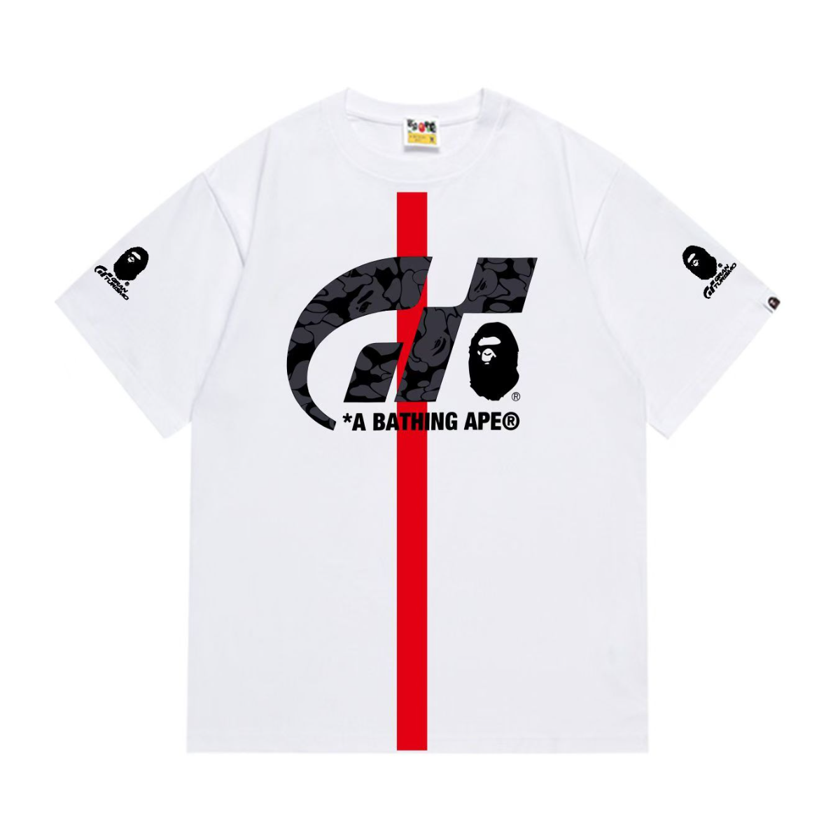 Bathing Shark and ape head print T-Shirt NextBlock