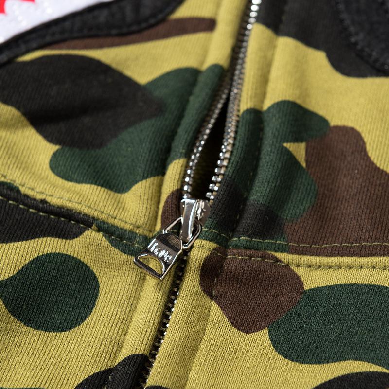 Bathing Shark and ape head print Hoodie Autumn and Winter Shark Mouth Men and Women Casual Camouflage Thin Sweater Baggy NextBlock