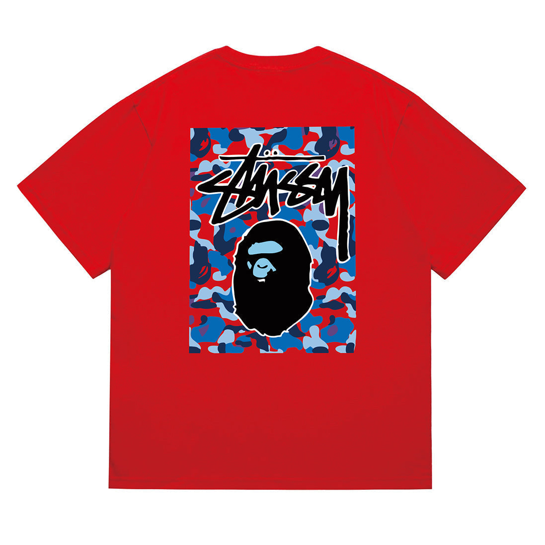 Bathing Shark and ape head print T-Shirt NextBlock