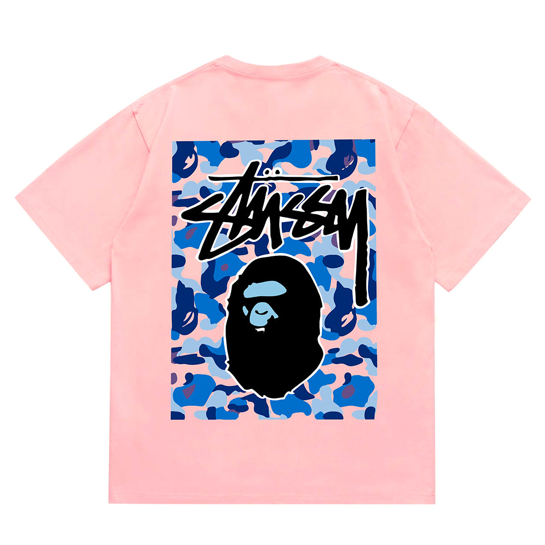 Bathing Shark and ape head print T-Shirt NextBlock