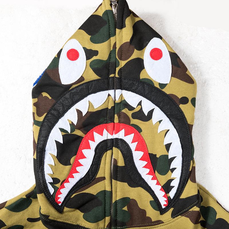 Bathing Shark and ape head print Hoodie Autumn and Winter Shark Mouth Men and Women Casual Camouflage Thin Sweater Baggy NextBlock