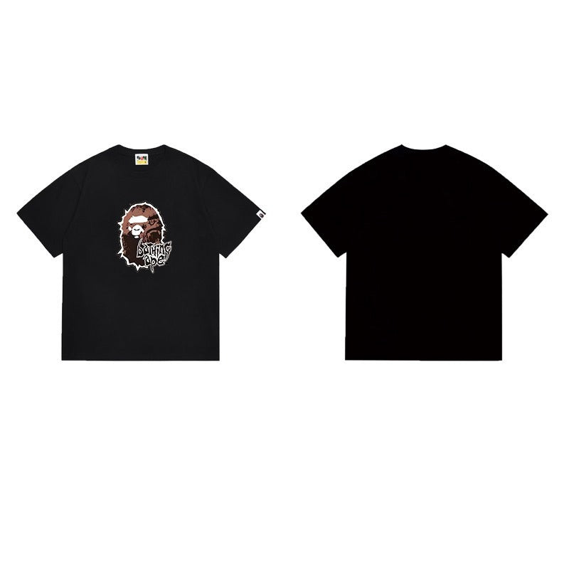 Bathing Shark and ape head print T Shirts NextBlock