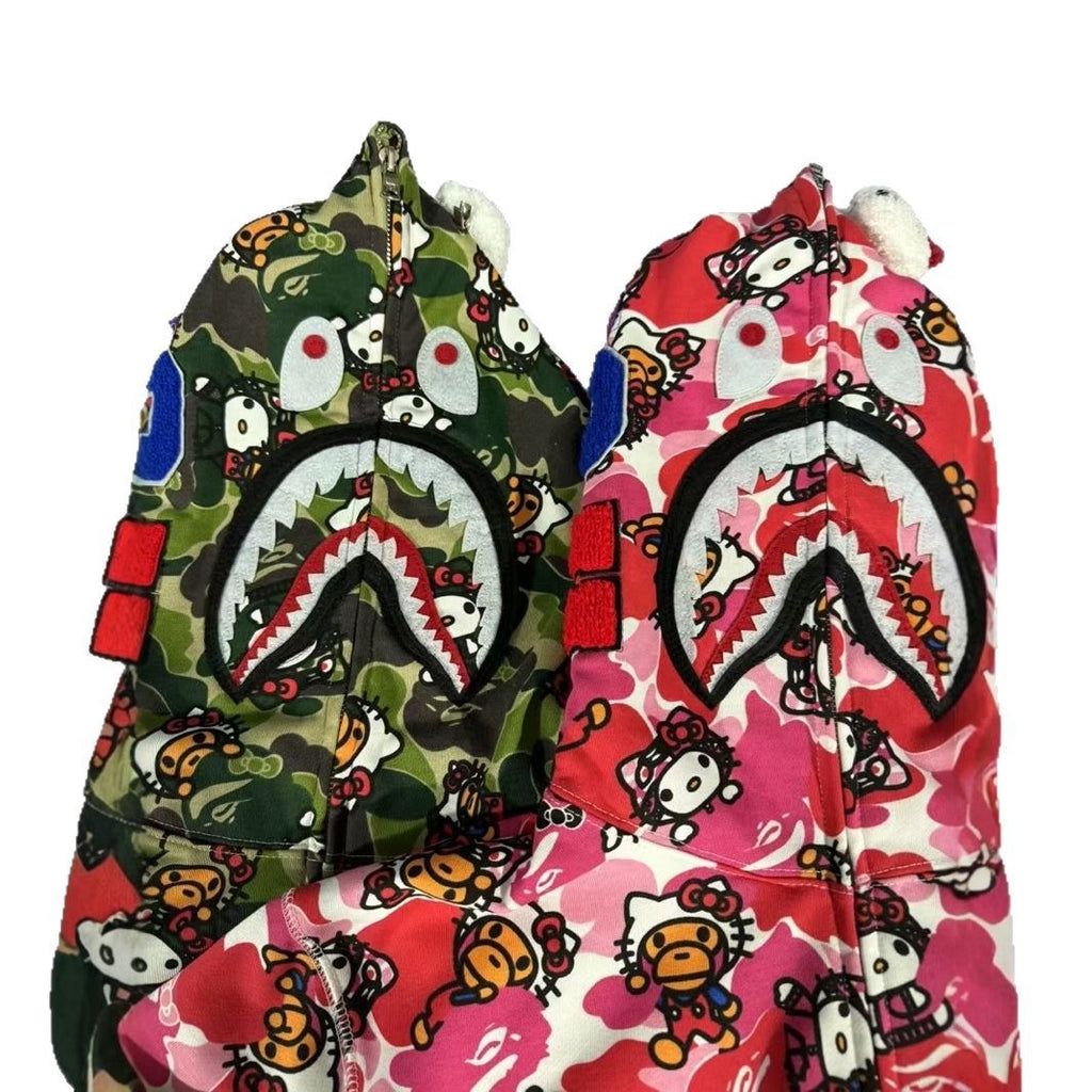 Bathing Shark and ape head print hoode BAPE shark full print hello kitty casual NextBlock