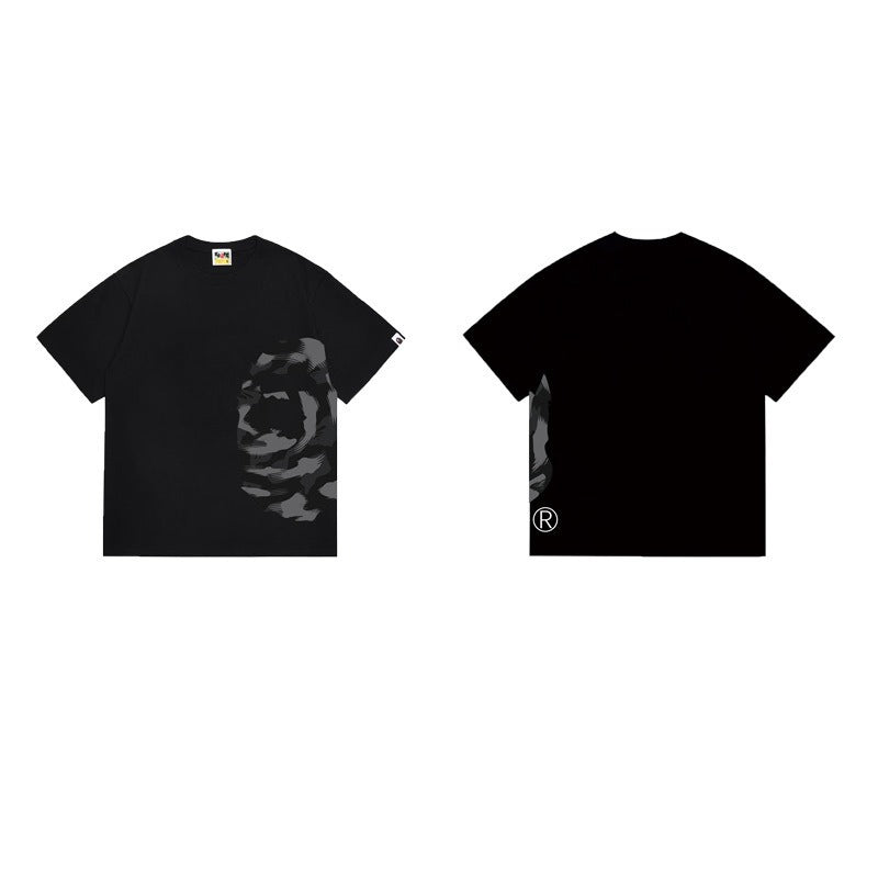 Bathing Shark and ape head print T Shirts NextBlock