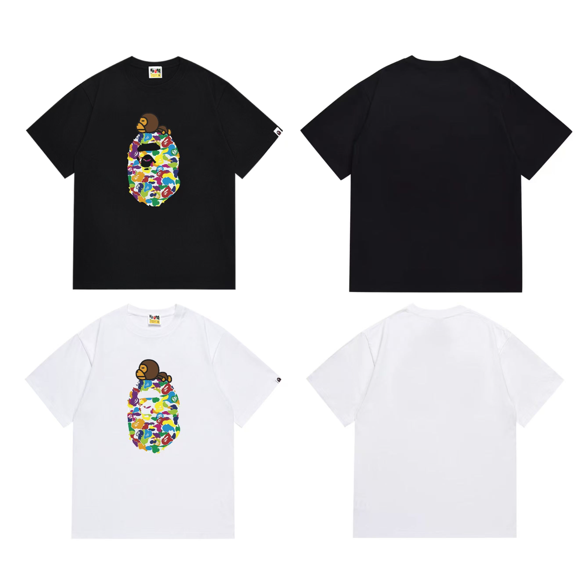 Bathing Shark and ape head print T-Shirt NextBlock