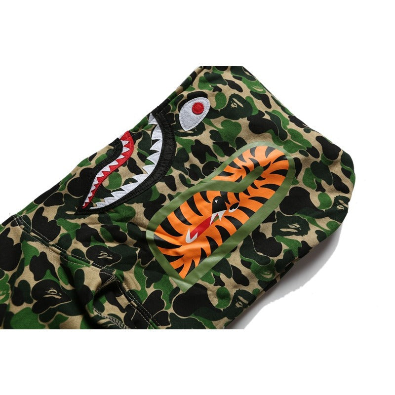 Bathing Shark and ape head print Hoodie Camouflage Alphabet Embroidery Shark Hooded NextBlock